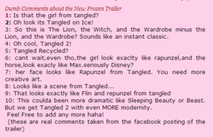  Dumb commentaires About The New "Frozen" Trailer