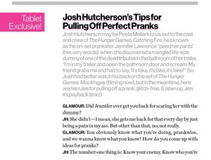Josh Hutcherson Glamour Magazine Tablet Exclusive “Tips for Pulling Off Perfect Pranks”