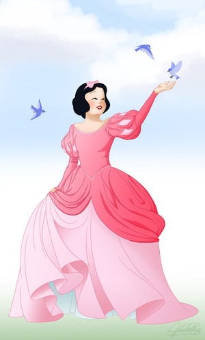  Snow White with Ariel's 담홍색, 핑크 겉옷, 가운