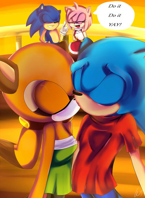  somco and marine キッス in the ship while sonic and amy are peeping