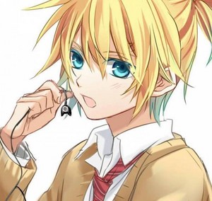  cute Len listening to 음악