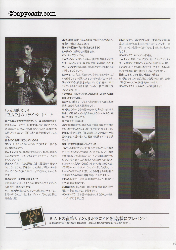 B.A.P in High Cut Japan magazine vol. 2 (Oct. 2013) 