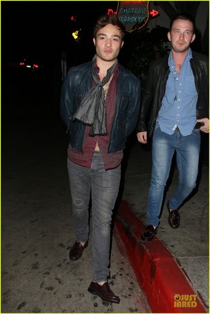  Ed Westwick is suave while exiting kasteel, chateau Marmont Thursday (October 17) in West Hollywood, Calif.