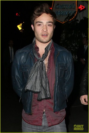  Ed Westwick is suave while exiting chateau, schloss Marmont Thursday (October 17) in West Hollywood, Calif.
