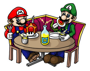  Mario & Luigi are eating