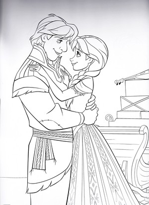 Walt Disney Coloring Pages - Kristoff & Princess Anna