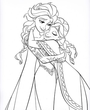  Walt ডিজনি Coloring Pages - কুইন Elsa & Princess Anna