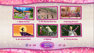  barbie & her sisters in a pónei, pônei tale dvd main menu