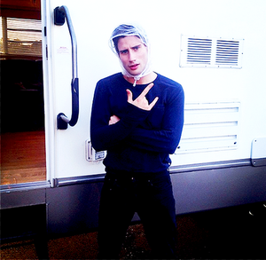  Edward Holcroft on the VA set for re-shooting