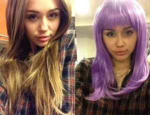  Miley wearing wig (Halloween 2013 pics)
