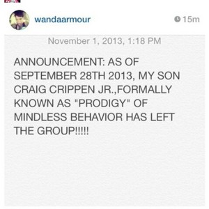  This is not a joke. Prod is no longer apart of Mindless Behavior