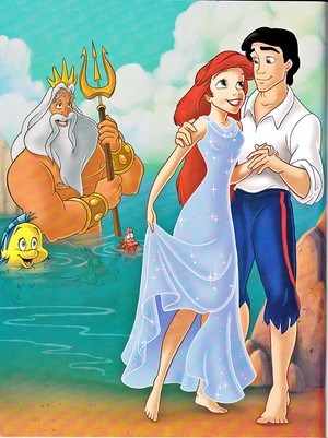 Walt Disney Book Images - Flounder, King Triton, Sebastian, Princess Ariel & Prince Eric