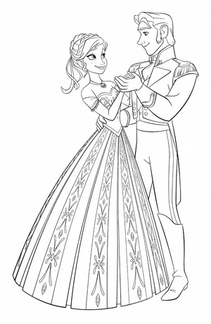 Walt Disney Coloring Pages - Princess Anna & Prince Hans Westerguard