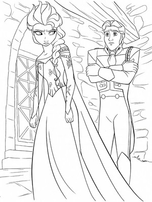 Walt Disney Coloring Pages - Queen Elsa & Prince Hans Westerguard