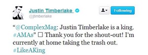  JT's funny twitter answer after the AMAs 2013