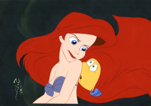  Walt Disney Production Cels - Princess Ariel & platessa, passera pianuzza