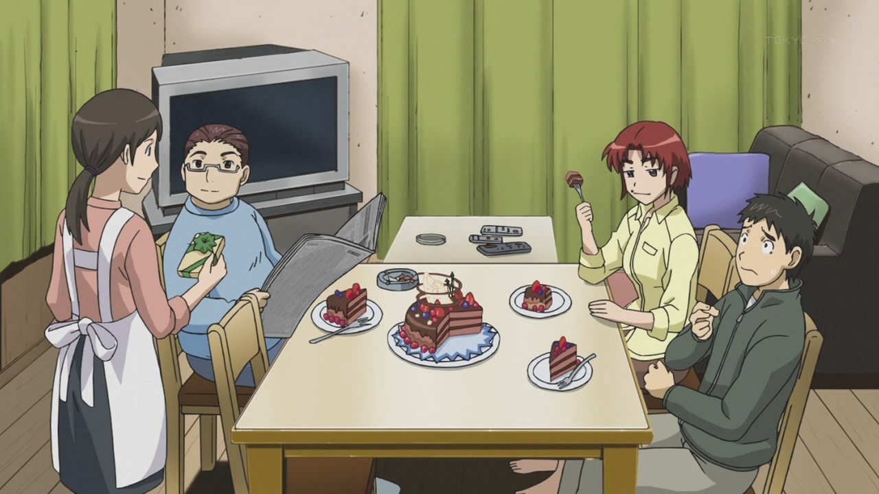 Kosuda and his family eating chocolate cake - Anime Photo (36271804