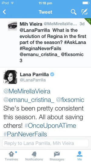  Lana Tweets-"Regina is all about saving others this season!"