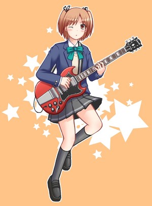  animê girl violão, guitarra
