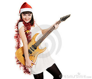  圣诞节 吉他 girl