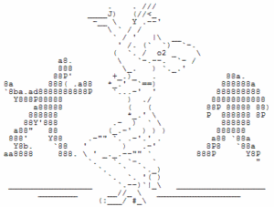 Dancing ASCII Art from http://japes.wordpress.com/2008/07/31/ascii_art/