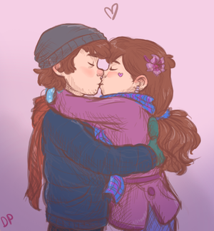  Dipper and Mabel kissing