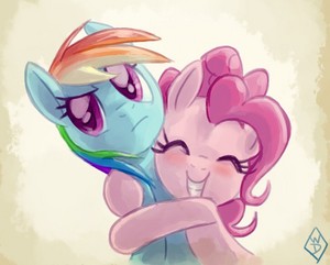  Pinkie Pie and arco iris, arco-íris Dash Hugging