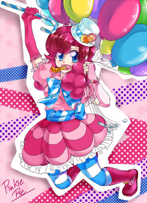  Pinkie Pie as a Human Holding Balloons