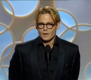  Johnny Depp presenting at the Golden Globes 2014