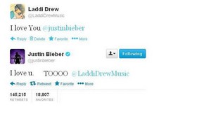  Laddi Drew and Justin Bieber On Twitter