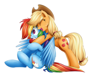 Applejack Hugging Rainbow Dash