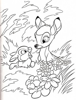  Walt Disney Coloring Pages - Thumper & Bambi