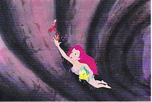  Walt Дисней Production Cels - Sebastian, Princess Ariel & камбала