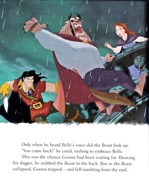 Walt Disney Book Images - Gaston, The Beast & Princess Belle