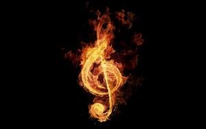  Musik note on feuer
