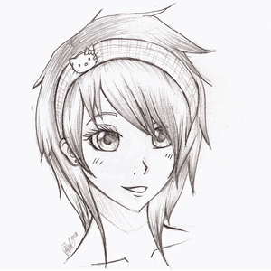sketching of an anime girl