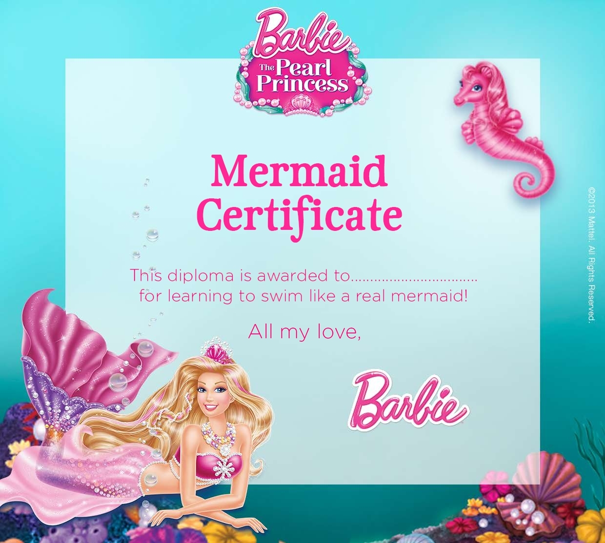 Barbie PP Mermaid Certificate - Barbie Movies Photo (36654471) - Fanpop