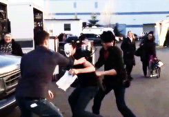Misha gets pie'd by Jensen!