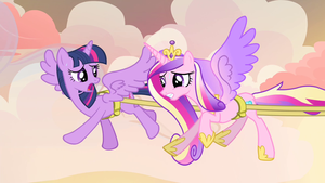  Twilight and Cadance flying