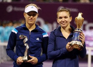  Simona Halep and Angelique Kerber, Doha, Qatar, 2014