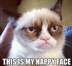  Grumpy cat; this is my happy face