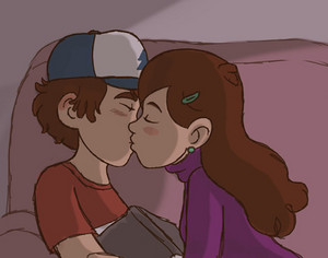 Dipper and Mabel kissing