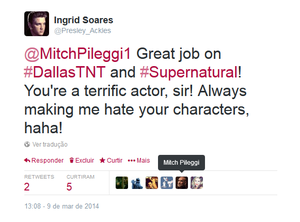  YAY! Mitch Pileggi Favorited and Retweeted My Tweet!!!