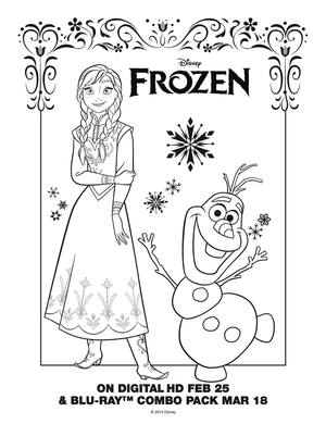  《冰雪奇缘》 Olaf and Anna coloring sheet