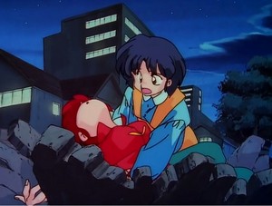  A worried Akane rushes over to see if Ranma-chan's Okay