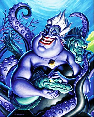  Walt Disney peminat Art - Ursula, Flotsam & Jetsam