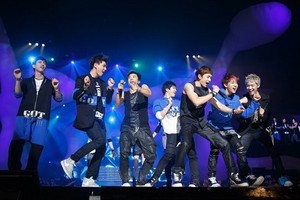  2PM and GOT7 on stage at 'M! Countdown' in Japão