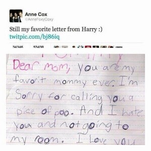  A cute note Harry wrote when he was younger !