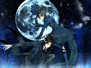  Ciel and Sebastian under the moon