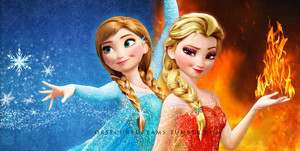  Walt Disney tagahanga Art - Princess Anna & reyna Elsa
